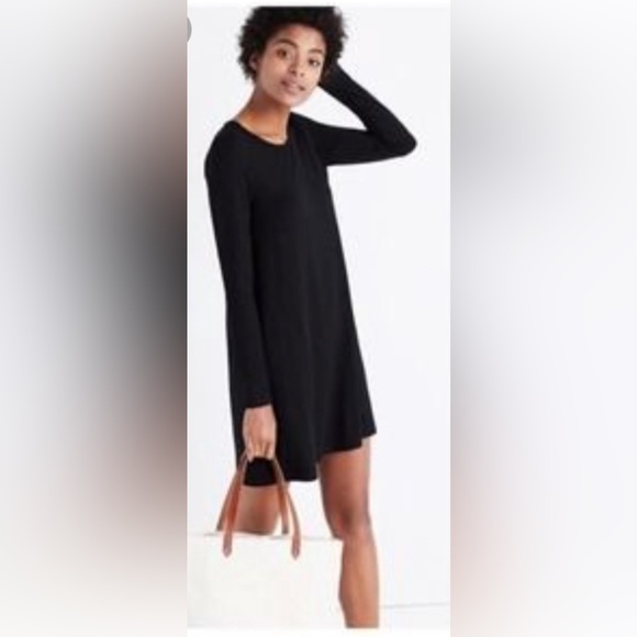 Madewell Dresses & Skirts - ❄️❄️Madewell | Black Shift Dress Long Sleeve T-Shirt Swingy Tee, XS